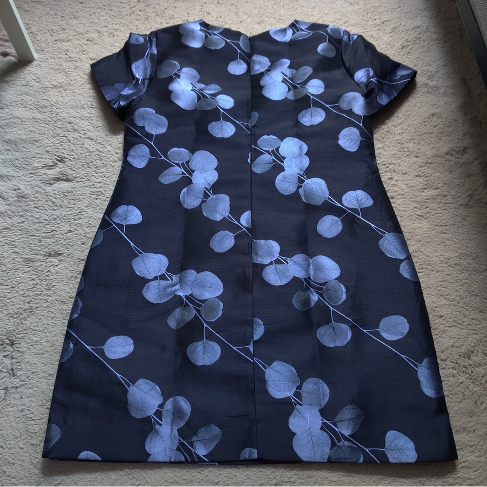 Banana Republic Navy Blue Sheath Mini Dress Jacquard Floral - Picture 4 of 5